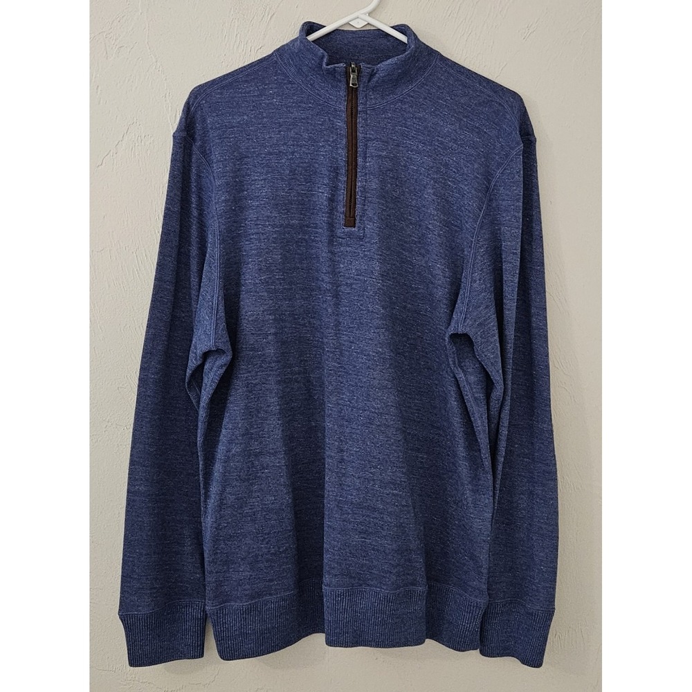 Cremieux Sweater‎ Mens Medium 1/4 Zip Pullover Knit Mock Neck Blue Long Sleeve